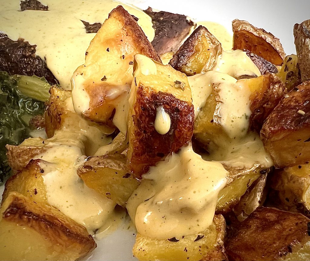 Roasted Potatoes with Cognac Sauce Béarnaise