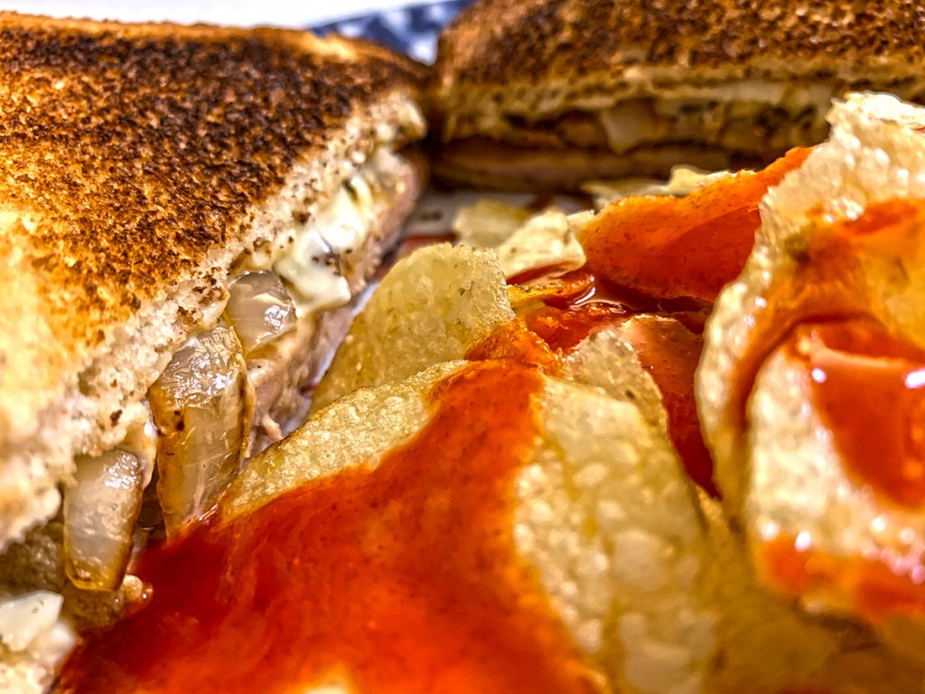 Fried Ham and Onion Sandwich