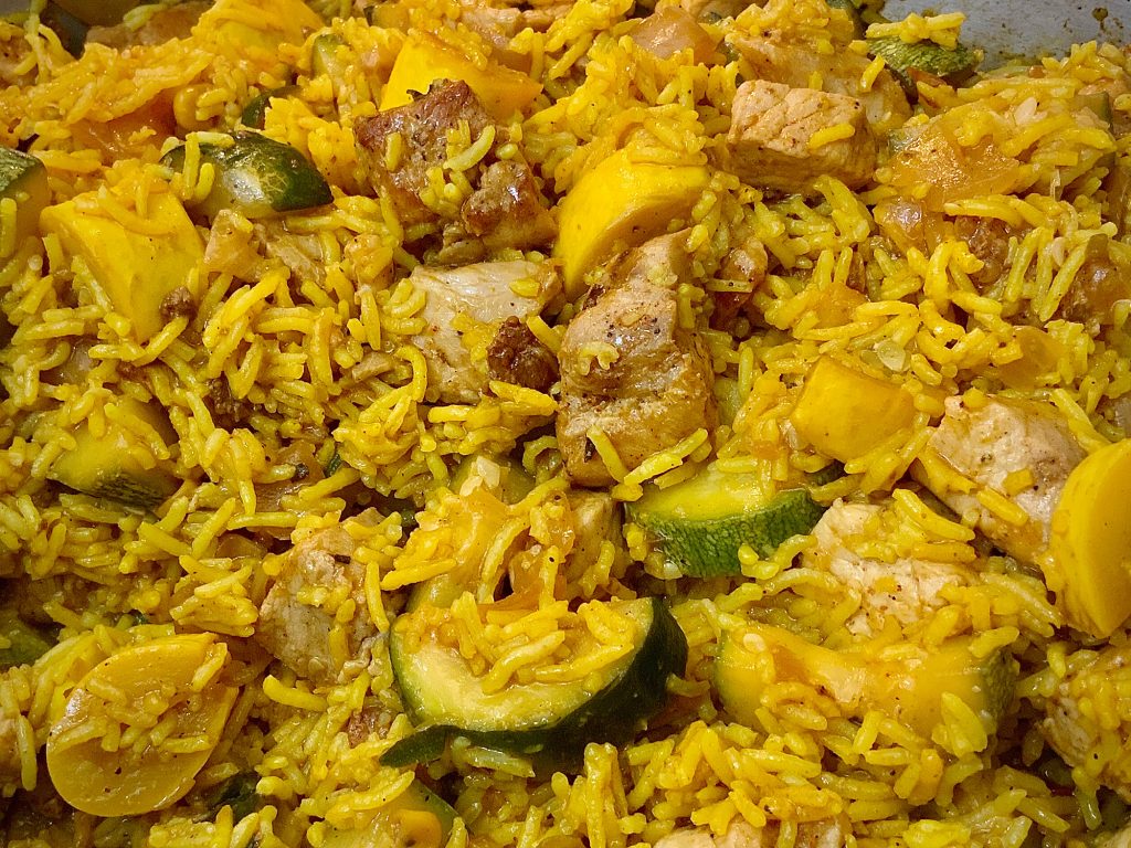 Calabaza con Cerdo y Arroz (Mexican Squash with Pork and Rice)