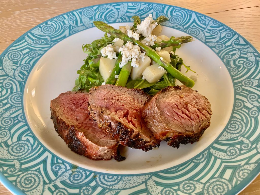 Asparagus Hearts of Palm Salad with Seared Tri-Tip